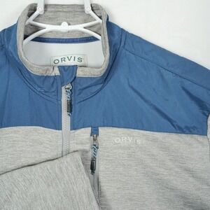 ORVIS Men's Size XL Full Zip Jacket Gray Blue Pullover Outdoor Casual